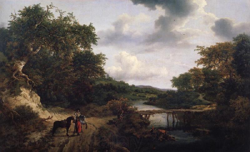 Jacob van Ruisdael Landscape with a footbridge France oil painting art